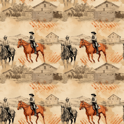 Vintage Frontier Pattern 4 Minky Fabric