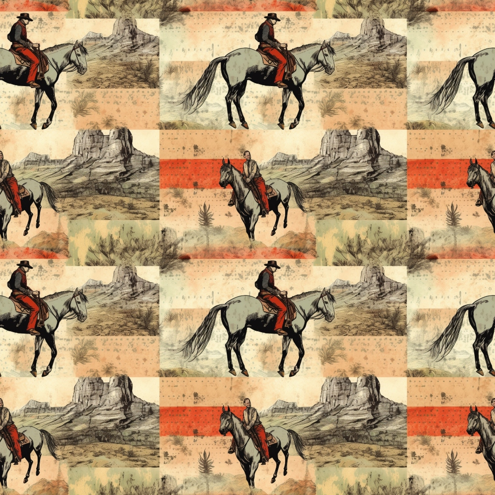 Vintage Frontier Pattern 5 Minky Fabric