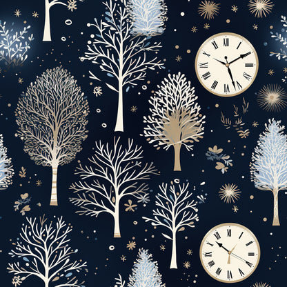 Midnight Clockwork Pattern 10 Minky Fabric