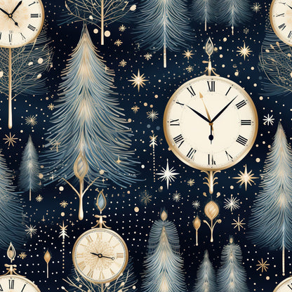 Midnight Clockwork Pattern 12 Minky Fabric