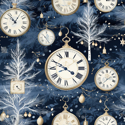 Midnight Clockwork Pattern 1 Minky Fabric