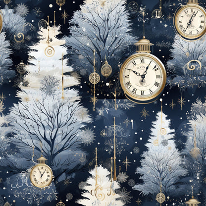 Midnight Clockwork Pattern 2 Minky Fabric