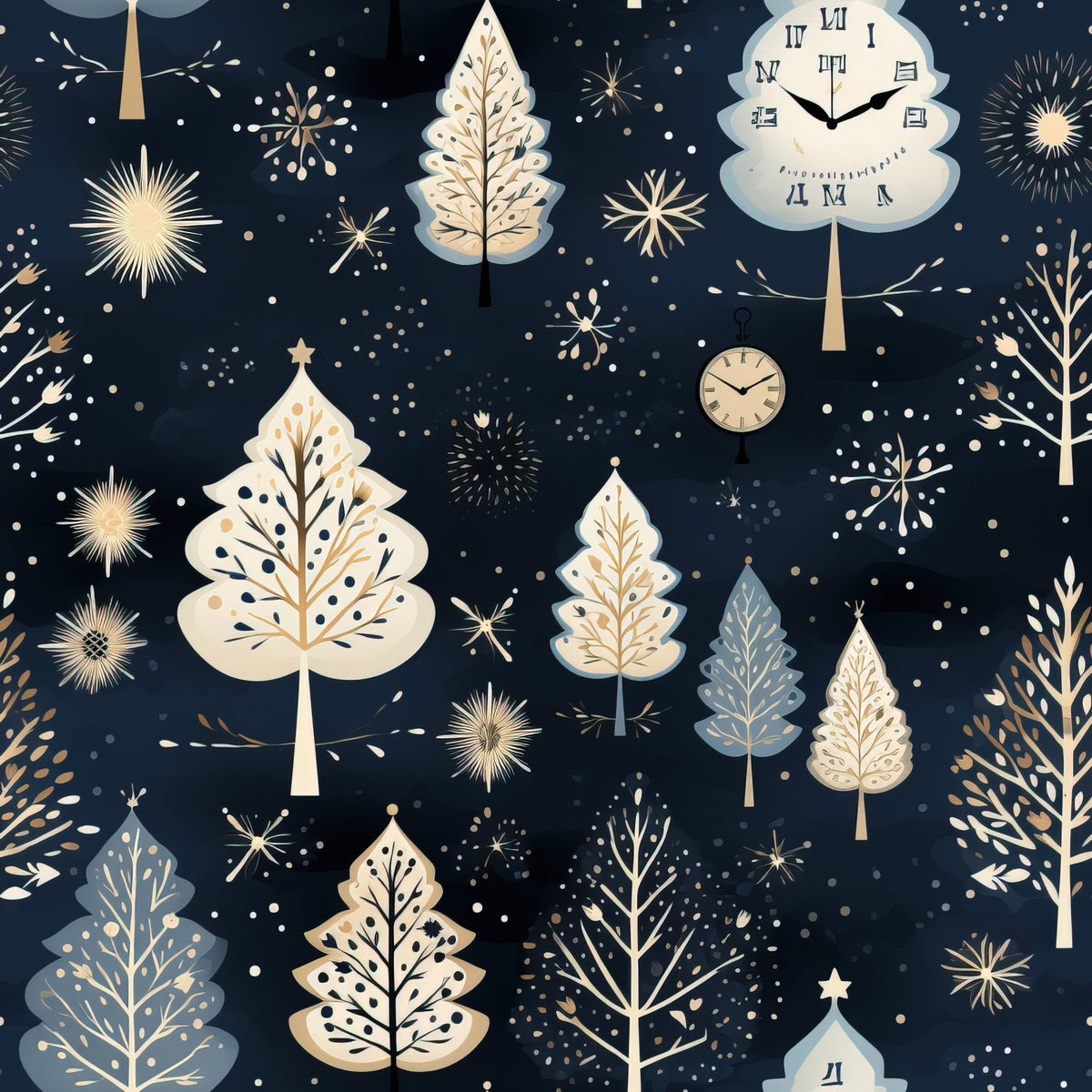 Midnight Clockwork Pattern 4 Minky Fabric