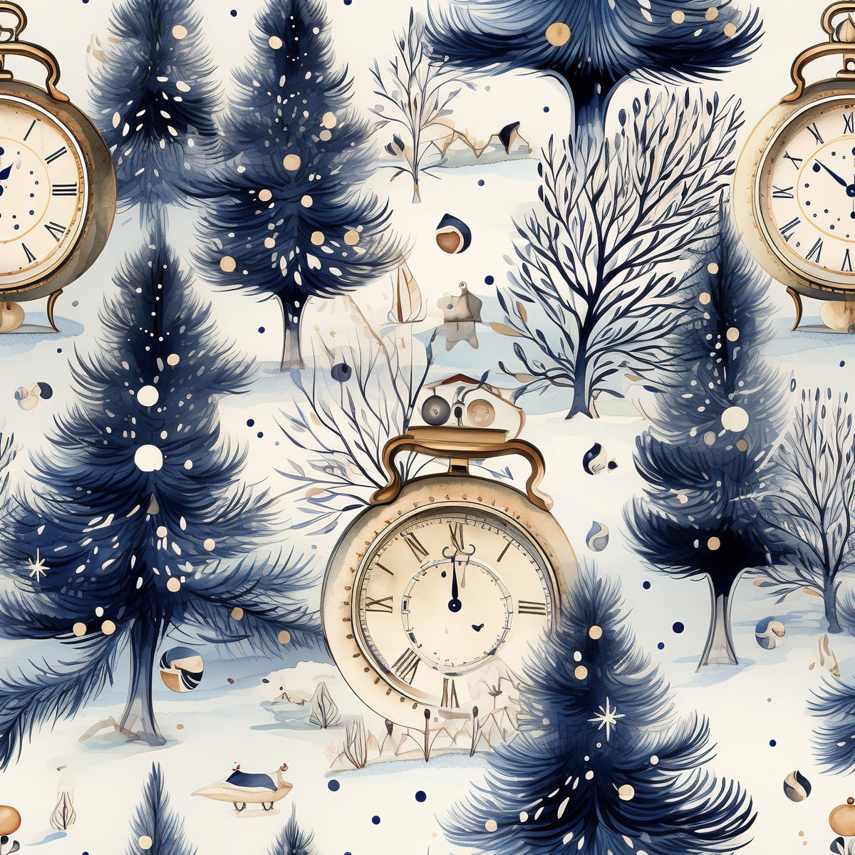 Midnight Clockwork Pattern 5 Minky Fabric
