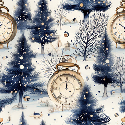 Midnight Clockwork Pattern 5 Minky Fabric
