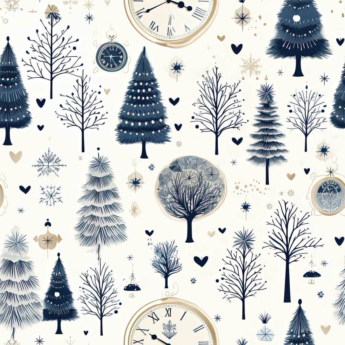 Midnight Clockwork Pattern 8 Minky Fabric