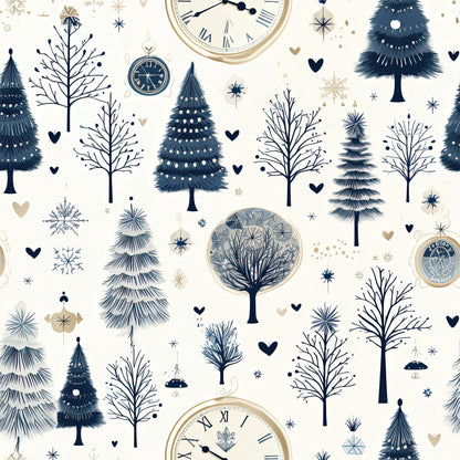 Midnight Clockwork Pattern 8 Minky Fabric
