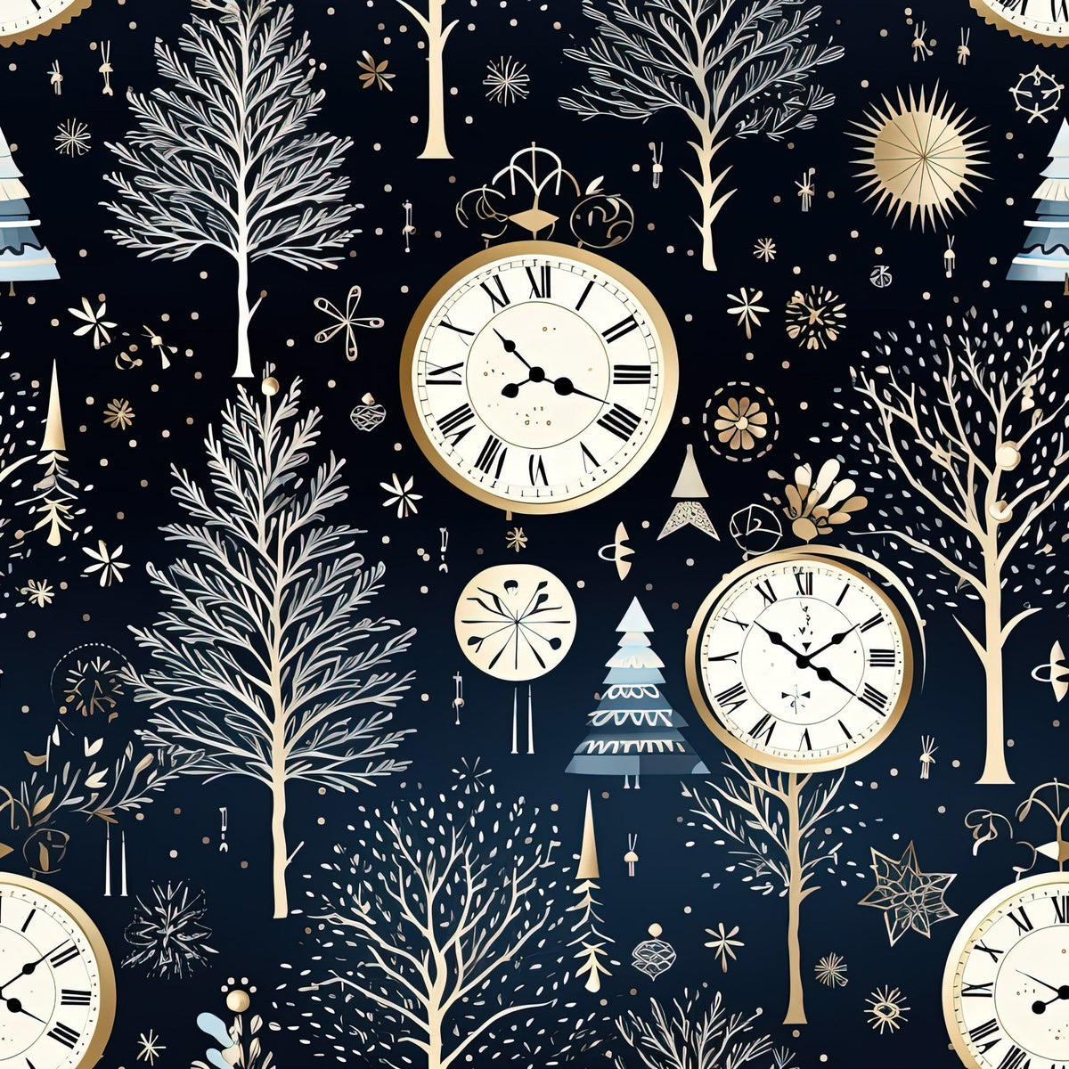 Midnight Clockwork Pattern 9 Minky Fabric