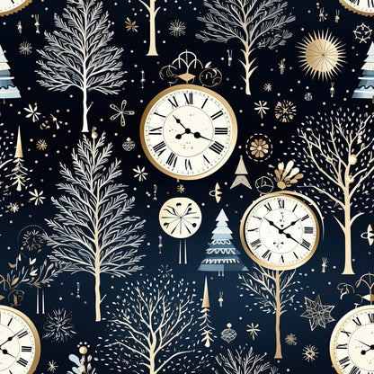 Midnight Clockwork Pattern 9 Minky Fabric
