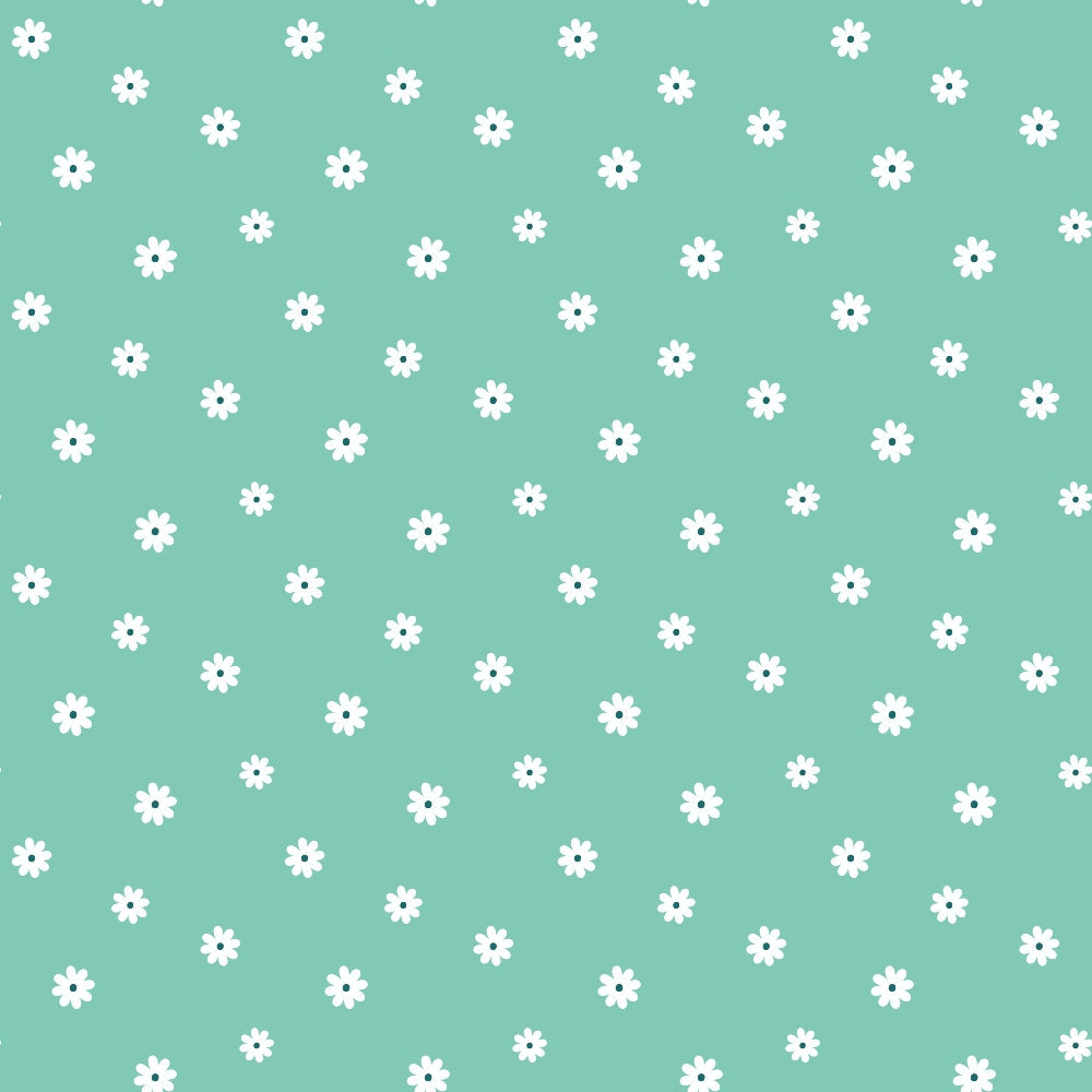 Tiny Daisies on Mint Quilting Cotton Fabric