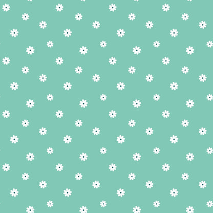 Tiny Daisies on Mint Quilting Cotton Fabric