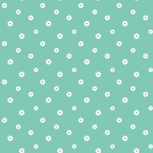 Tiny Daisies on Mint Quilting Cotton Fabric