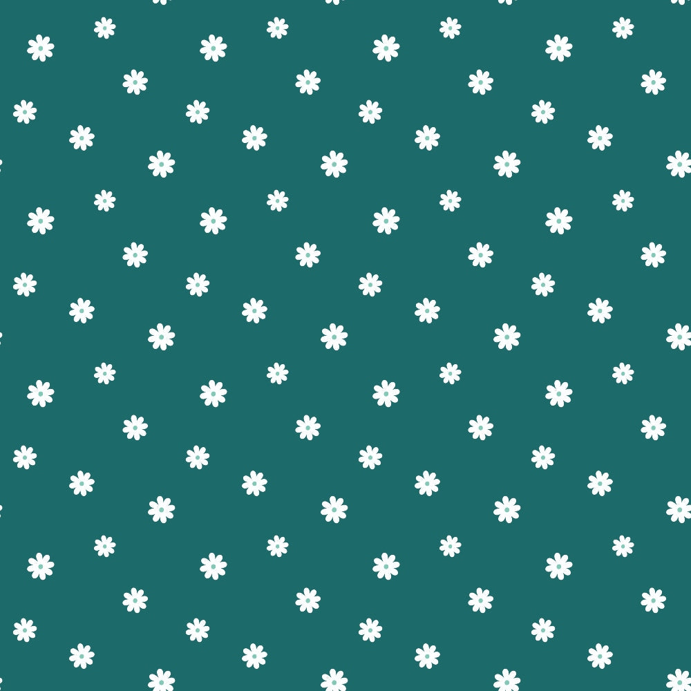 Tiny Daisies on Teal Quilting Cotton Fabric
