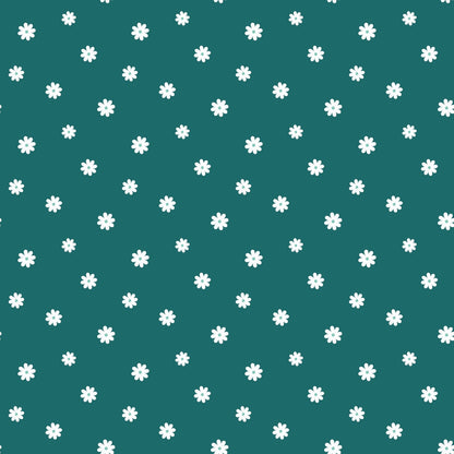 Tiny Daisies on Teal Quilting Cotton Fabric