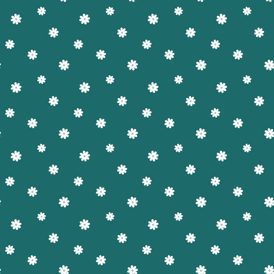Tiny Daisies on Teal Quilting Cotton Fabric