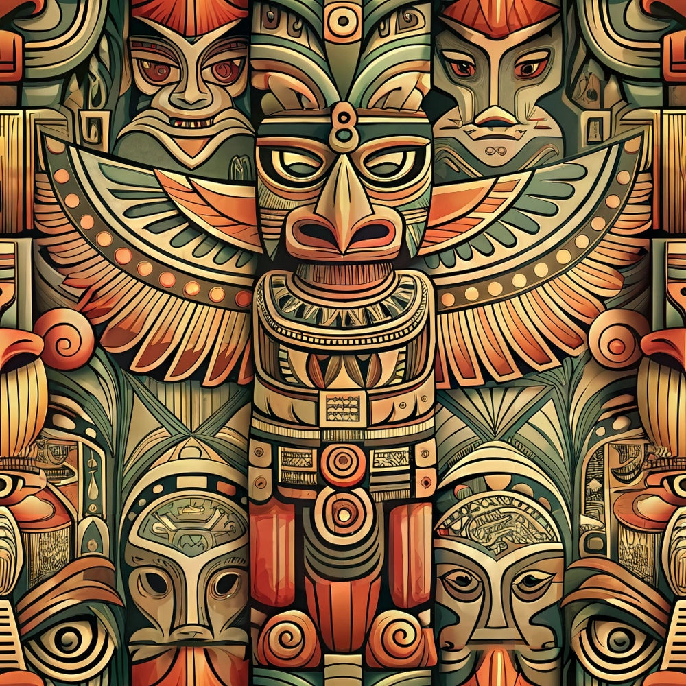 Tiki Guardians Pattern 10 Minky Fabric
