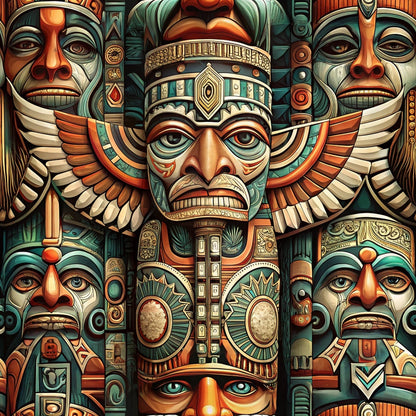 Tiki Guardians Pattern 1 Minky Fabric