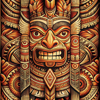 Tiki Guardians Pattern 3 Minky Fabric