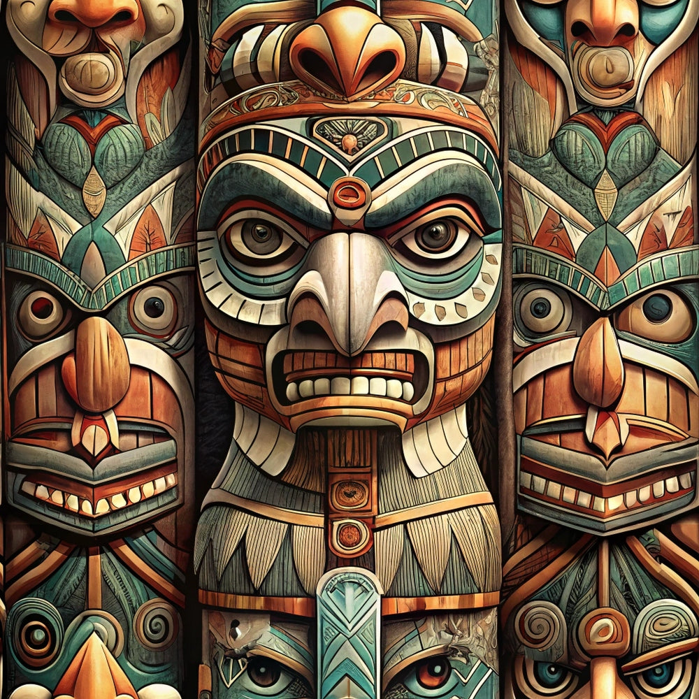 Tiki Guardians Pattern 4 Minky Fabric