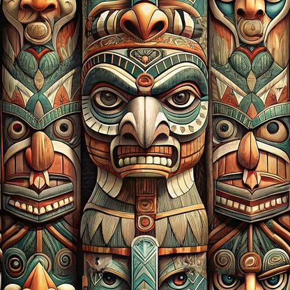 Tiki Guardians Pattern 4 Minky Fabric