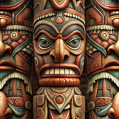 Tiki Guardians Pattern 5 Minky Fabric