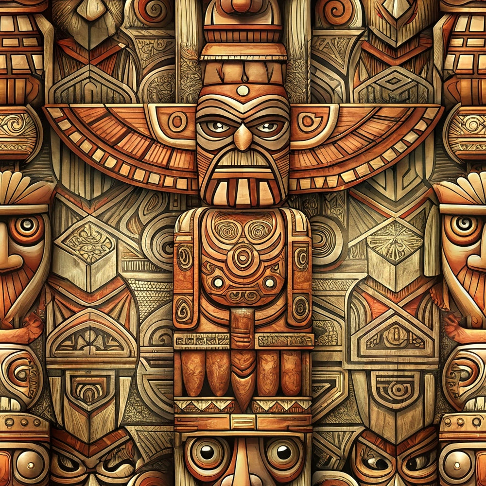 Tiki Guardians Pattern 6 Minky Fabric