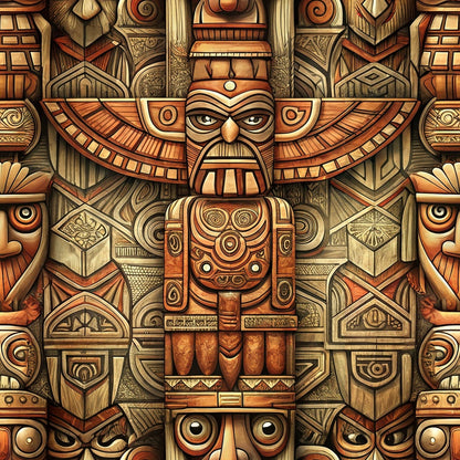 Tiki Guardians Pattern 6 Minky Fabric