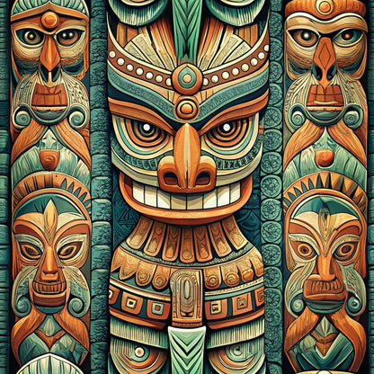 Tiki Guardians Pattern 8 Minky Fabric