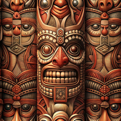Tiki Guardians Pattern 9 Minky Fabric
