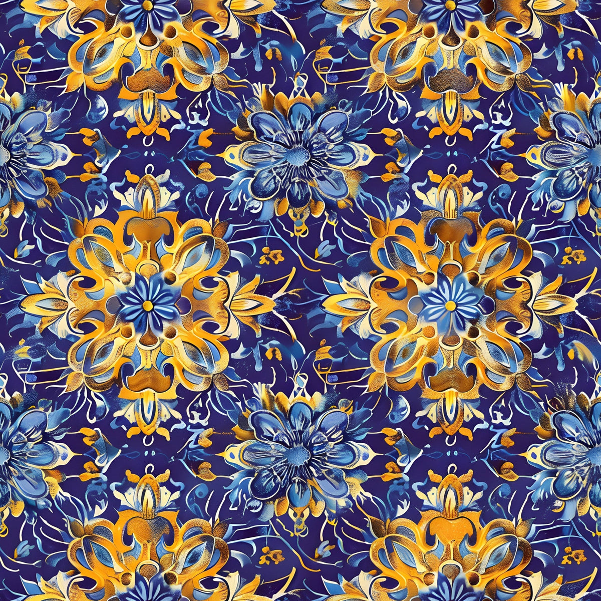 Marigold Mosaic Pattern 1 Minky Fabric