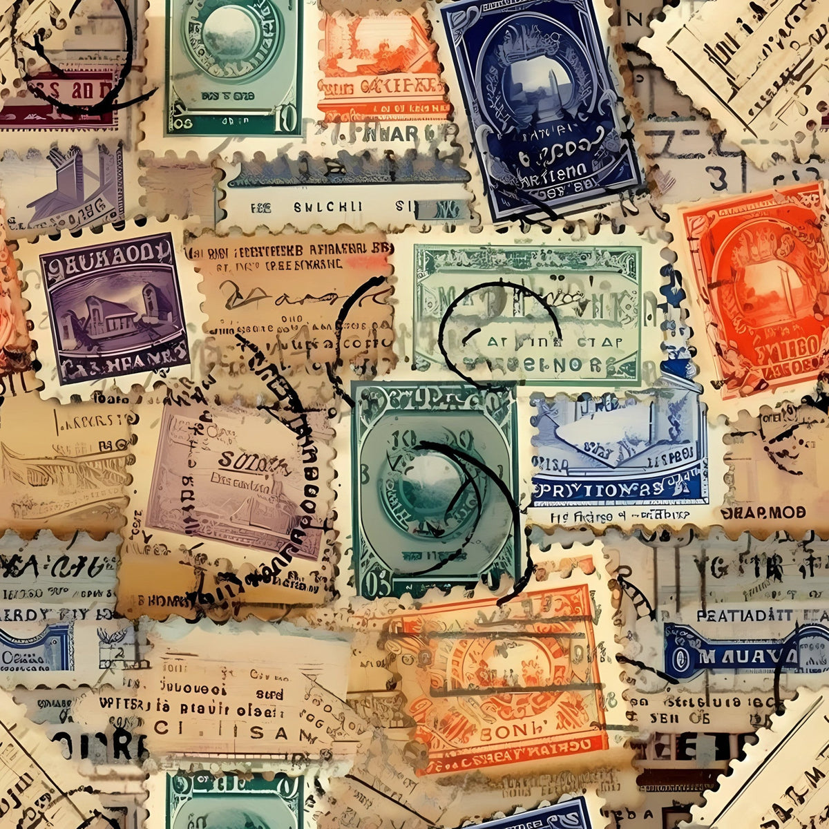 Postmarked Journeys Pattern 6 Minky Fabric
