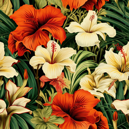 Hibiscus Paradise Pattern 4 Minky Fabric