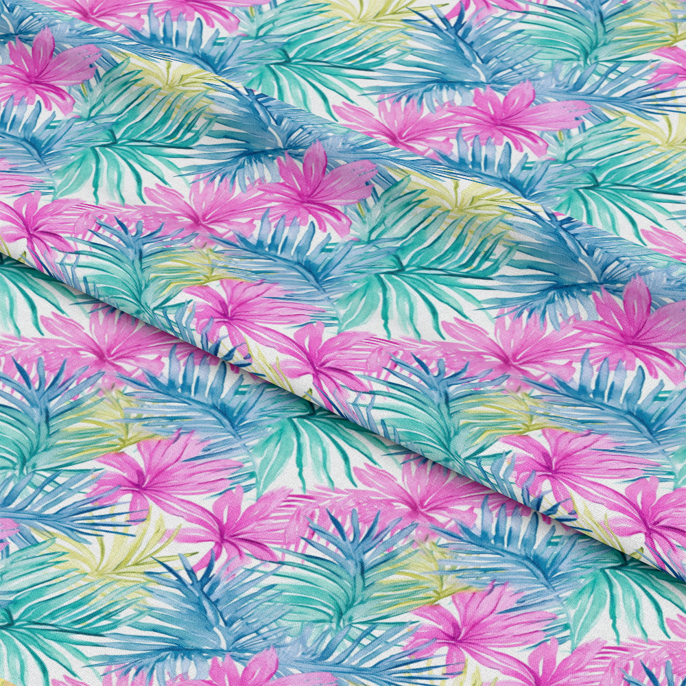 Tropical Leaves Pattern 2 Quilting Cotton Fabric