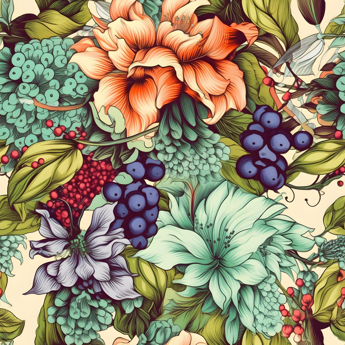 Sketchbook Garden Pattern 10 Minky Fabric
