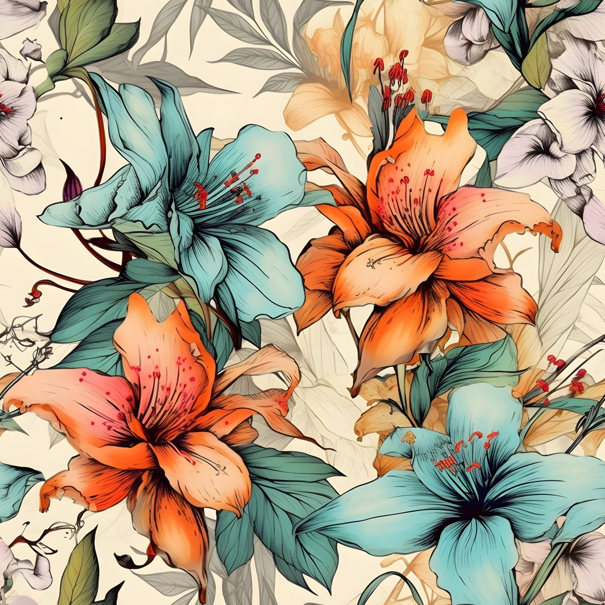 Sketchbook Garden Pattern 17 Minky Fabric