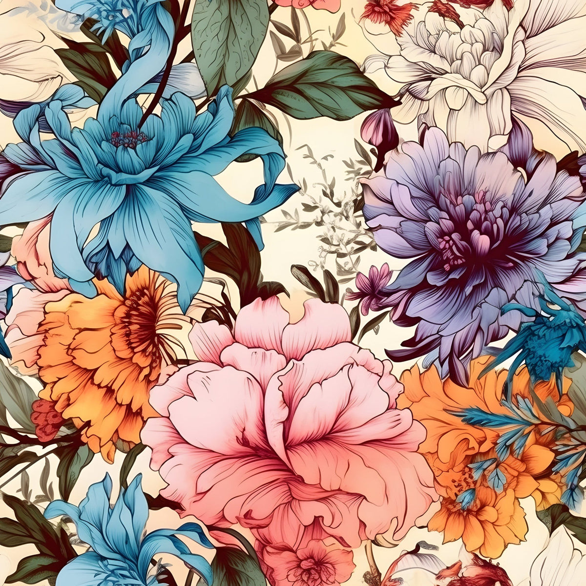 Sketchbook Garden Pattern 1 Minky Fabric