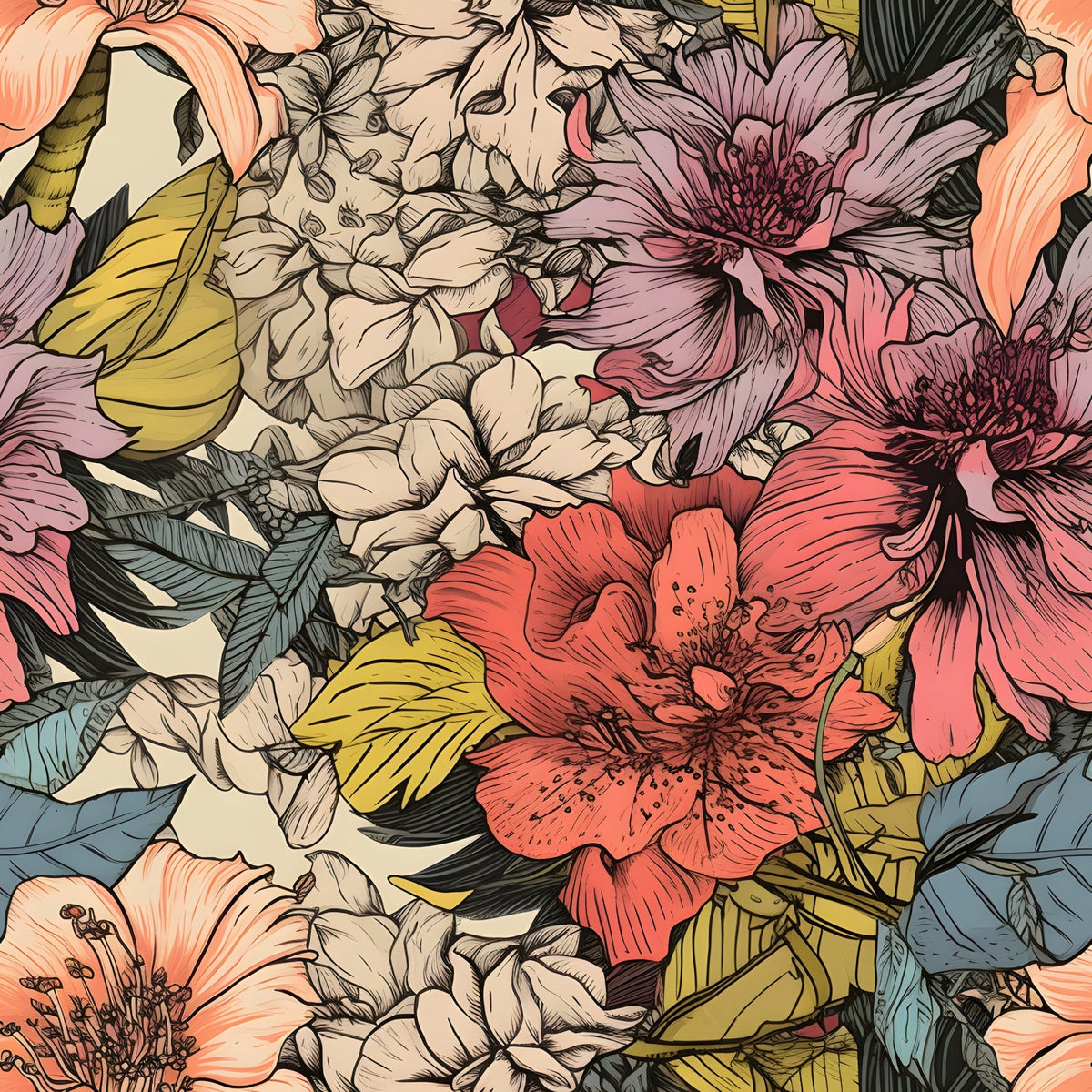 Sketchbook Garden Pattern 20 Minky Fabric
