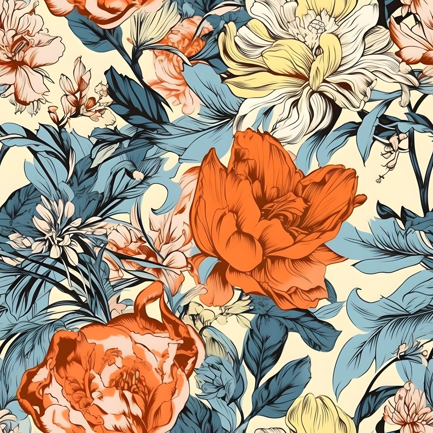 Tropical Art Florals Pattern 3 Quilting Cotton Fabric