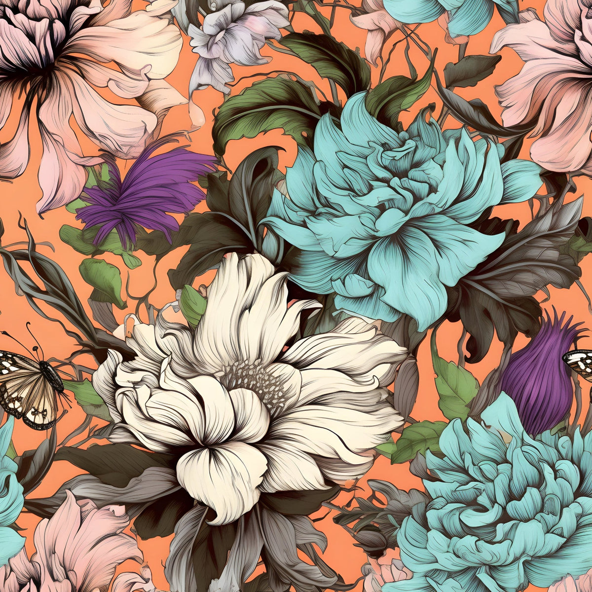 Sketchbook Garden Pattern 5 Minky Fabric