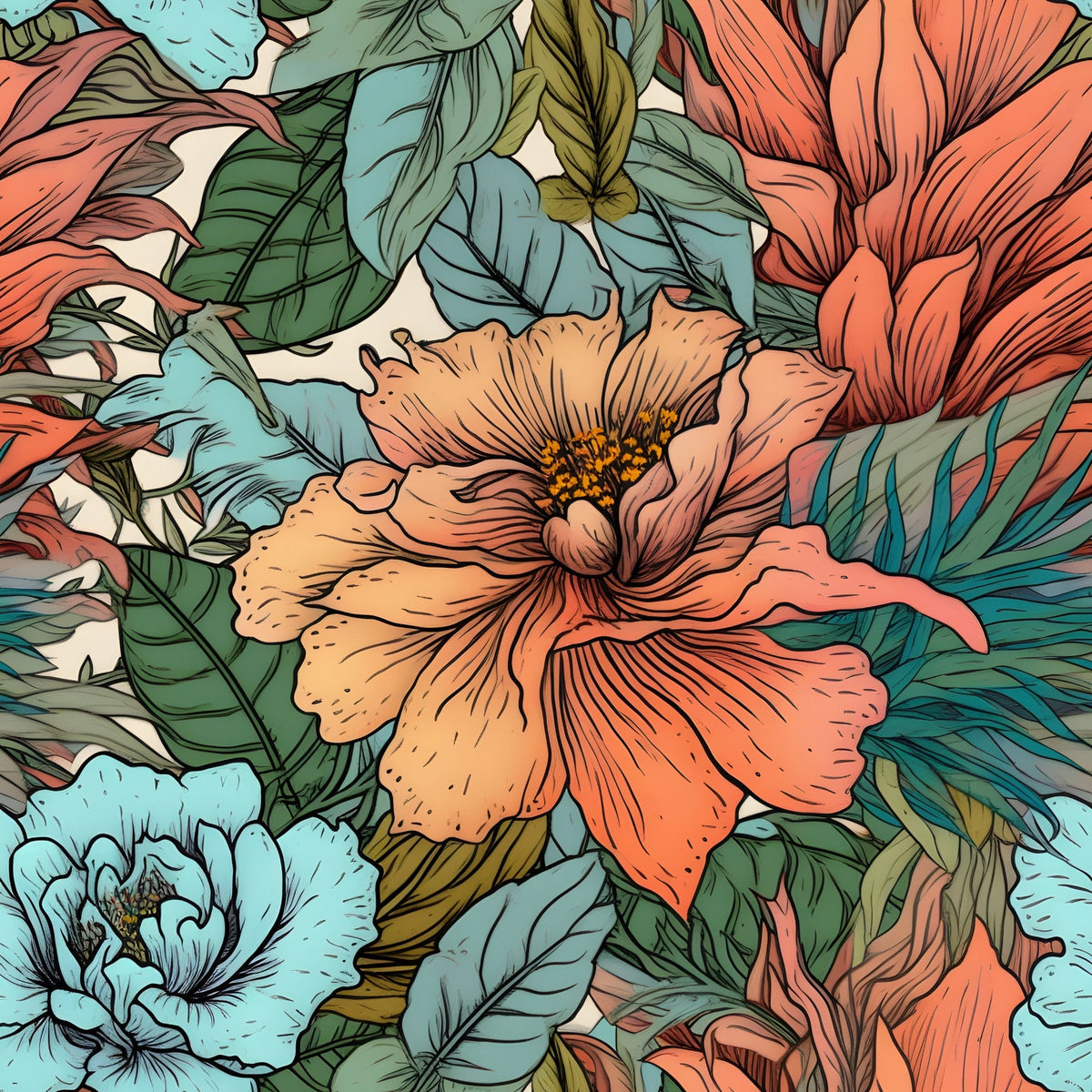 Sketchbook Garden Pattern 7 Minky Fabric