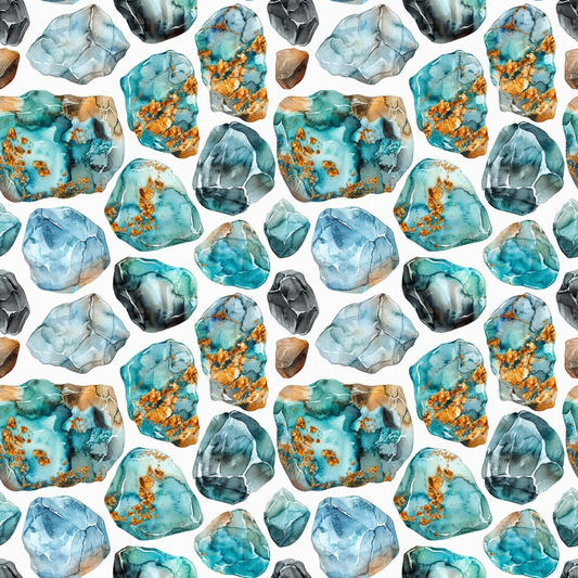 Turquoise Gemstone Pattern 1 Quilting Cotton Fabric