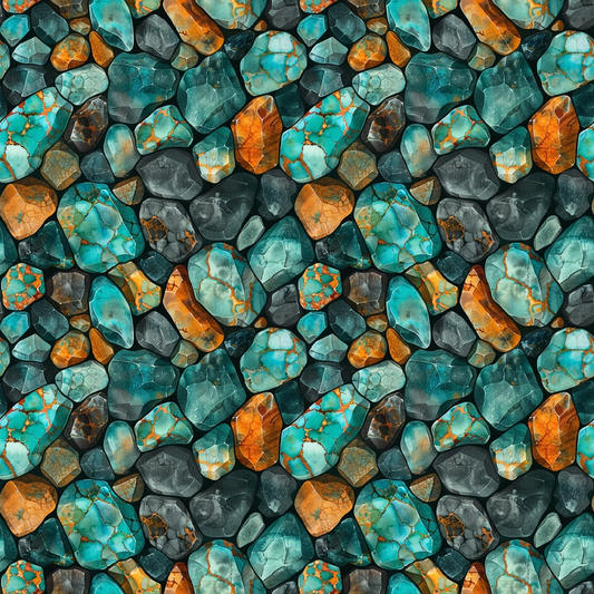 Turquoise Gemstone Pattern 2 Quilting Cotton Fabric