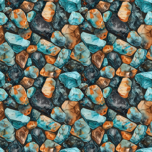Turquoise Gemstone Pattern 6 Quilting Cotton Fabric