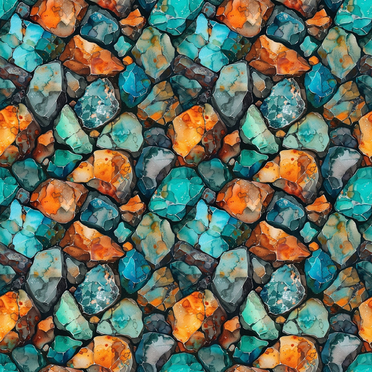 Turquoise Gemstone Pattern 7 Quilting Cotton Fabric