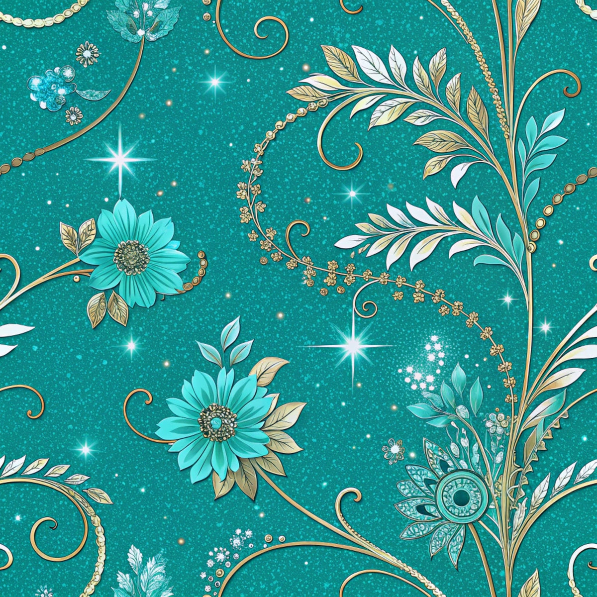 Teal Reverie Pattern 7 Minky Fabric