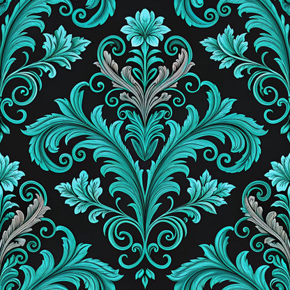 Turquoise Night Birds Pattern 14 Quilting Cotton Fabric