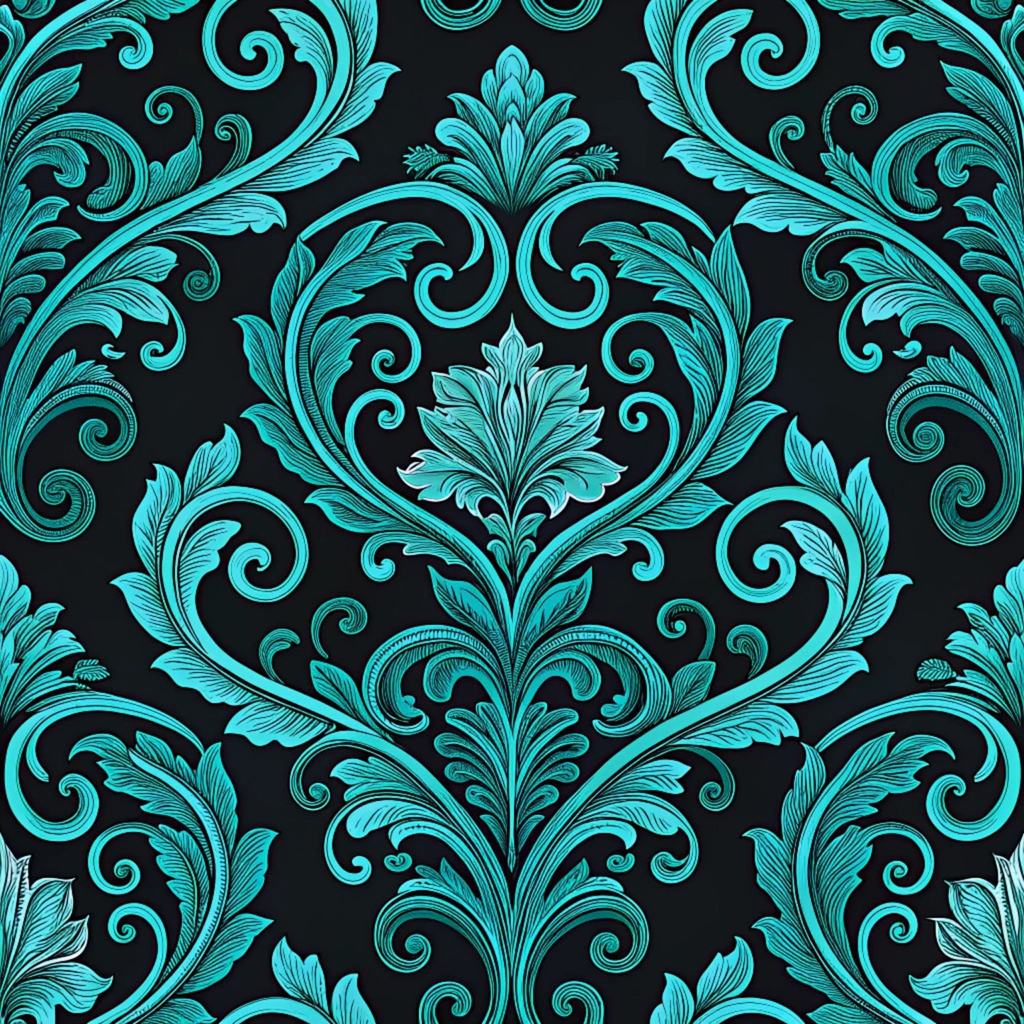 Turquoise Night Birds Pattern 2 Quilting Cotton Fabric