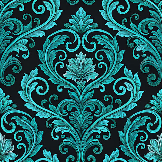Turquoise Night Birds Pattern 2 Quilting Cotton Fabric