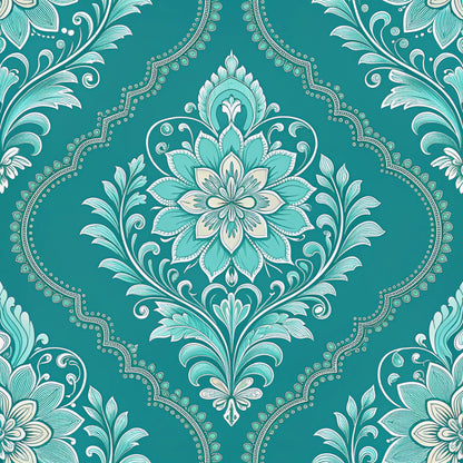 Turquoise Night Birds Pattern 22 Quilting Cotton Fabric