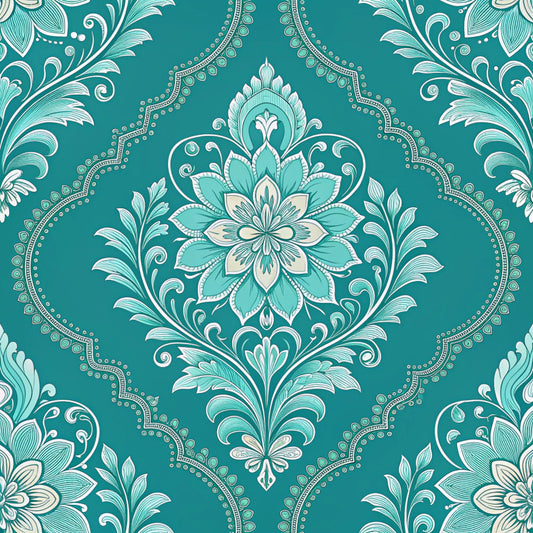 Turquoise Night Birds Pattern 22 Quilting Cotton Fabric